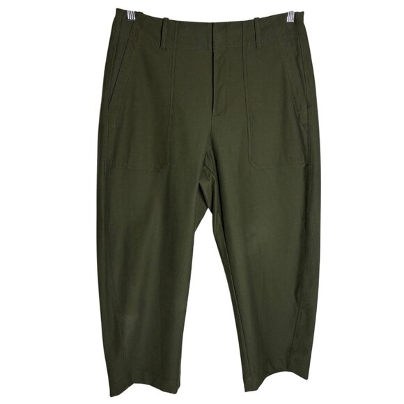 Athleta Skyline High Rise Barrel Leg Pant Aspen Olive-sz 14 Petite - Picture 3 of 12